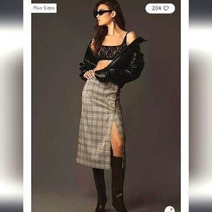 Antropologie Porridge Button-Side greyMidi Skirt Small